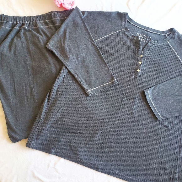 Cacique Other - 2PC Cacique Charcoal Grey Pajama Set 22/24